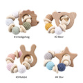 DIY natural wood bead knitted bracelet chew toy